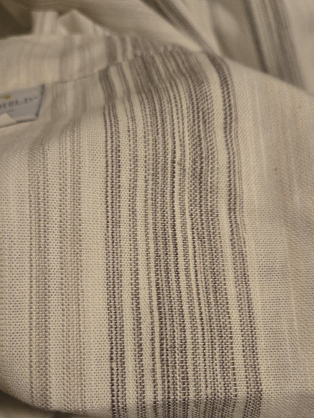 Threshold Striped Curtain Panel in Cream and Gray - Picture 13 of 15
